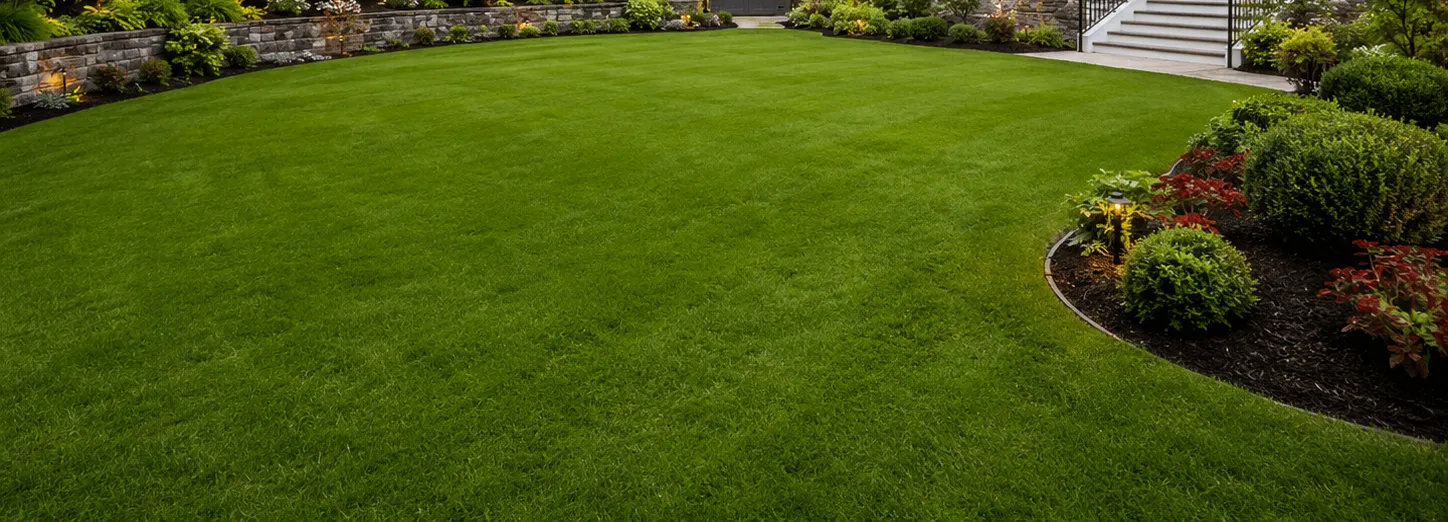 A pristine, manicured green lawn kept clean by Humane Paws pooper scooper service in Seattle.